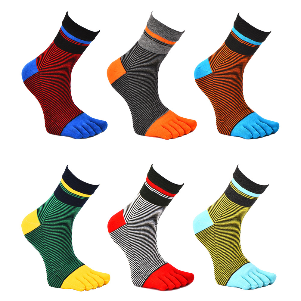 Striped Socks Breathable Sports Socks Male Ankle Toe Socks For Men Wholesale